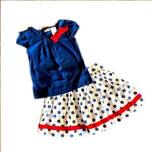 Savannah Red White And Blue Polka Dot Skirt And Matching Top